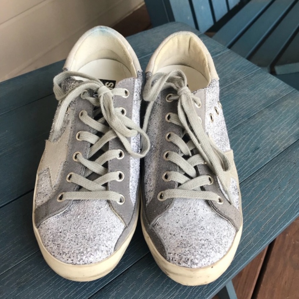 Golden Goose Superstar Glitter Silver Sneakers 37
